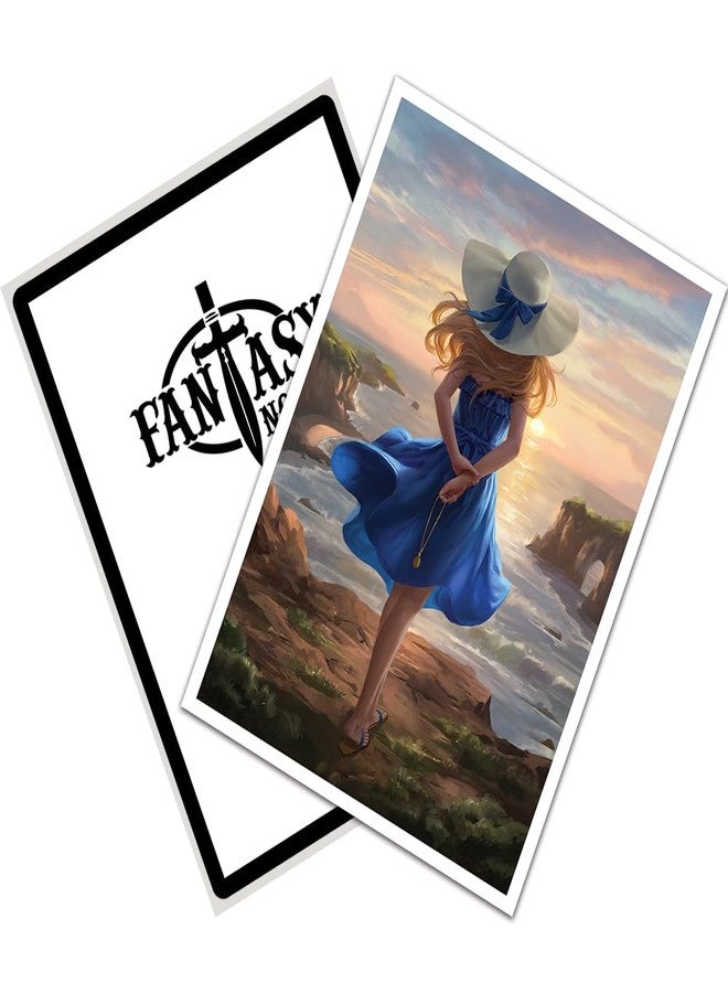 Fantasy North - Girl in The Blue Dress - 100 Smooth Matte TCG Trading Card Sleeves - Anime - Fits Magic MTG Commander Pokemon and Other Card Games - Playing Card Sleeves - Image 4